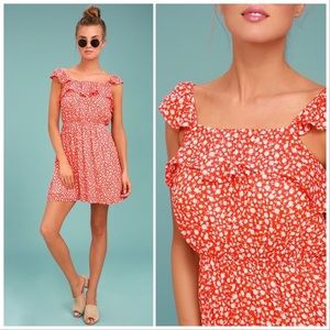 Moon River Orange Floral Dress from Lulu’s